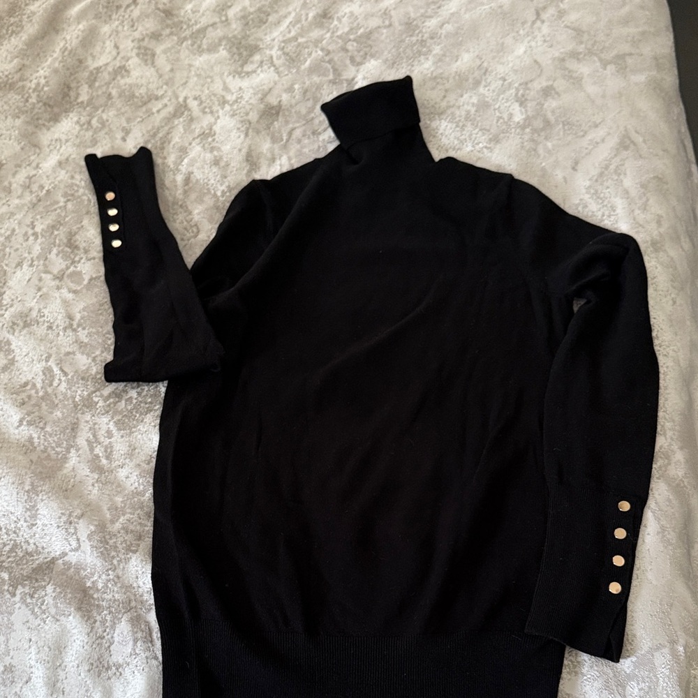 Zara Black Turtleneck Sweater with Button Accents - Picture 3 of 3